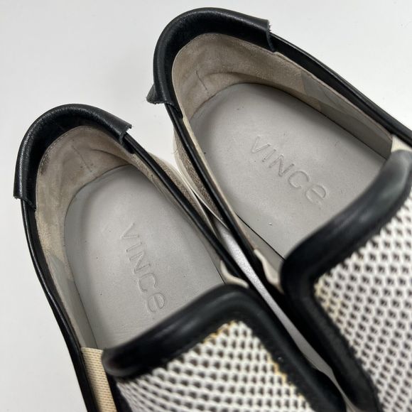 Vince Women's Bram Slip On Shoe Size 5.5 White Mesh Black Leather Sneaker Loafer - Picture 10 of 11